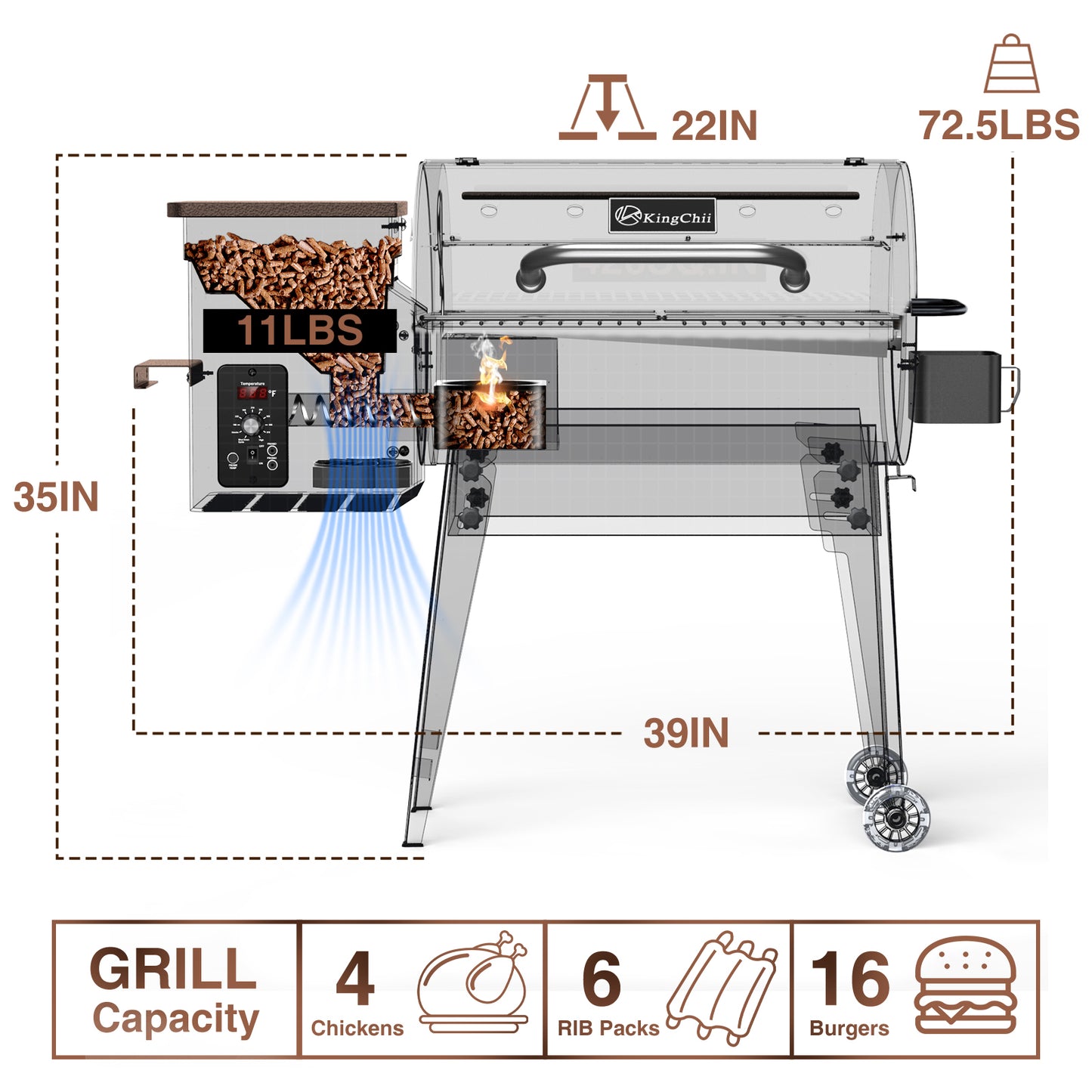 Vipsafe Gourmet Bronco II Barrel Grill