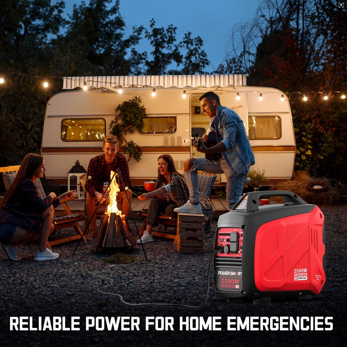 Vipsafe 2500W Portable Inverter Generator, CO Detection, Super Quiet, Low Oil Shutdown, Ideal for Camping & Outdoor Activities