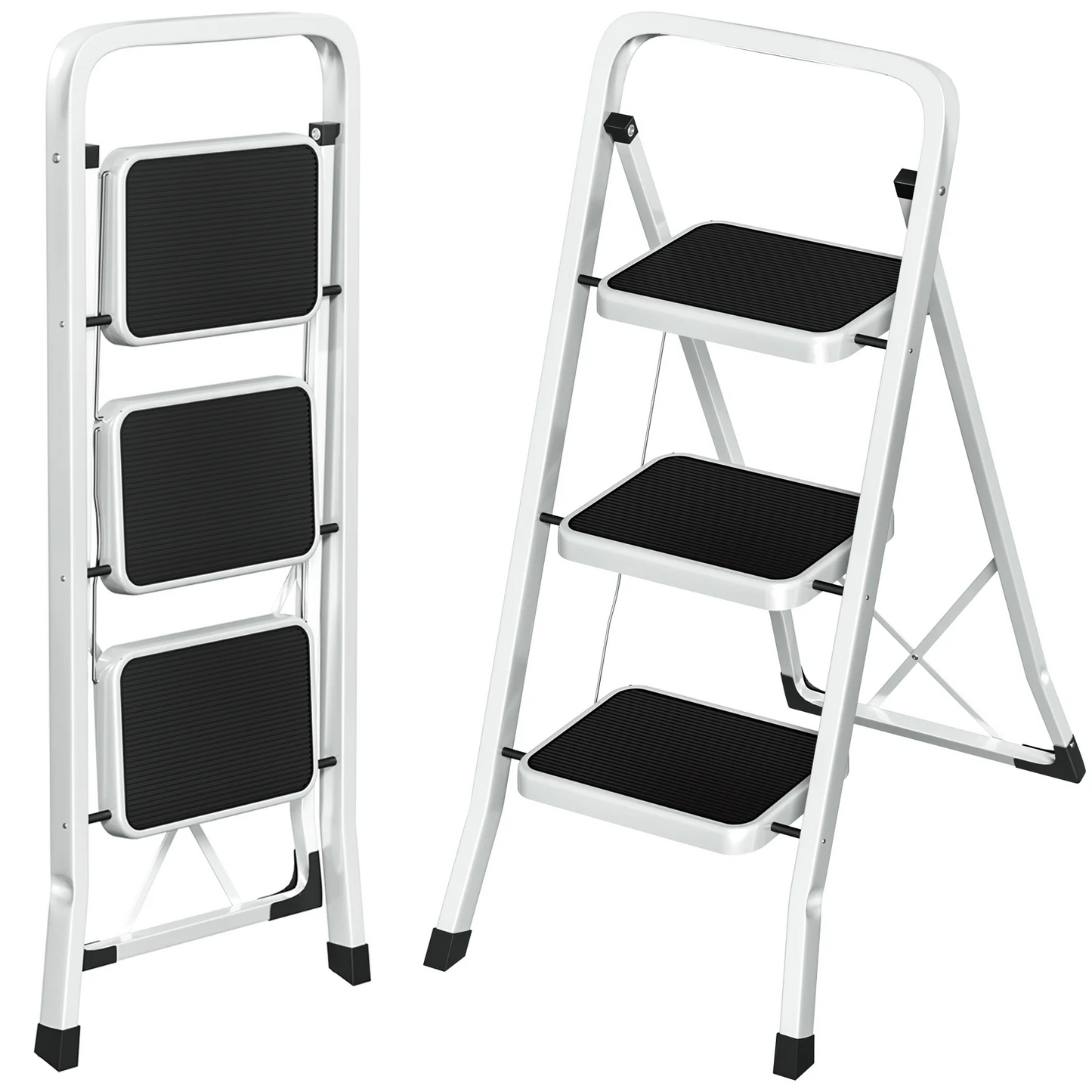 Vipsafe 3 Step Ladder, Folding Step Stool for Adults with Non-Slip Feet,330lb Portable Step Stool