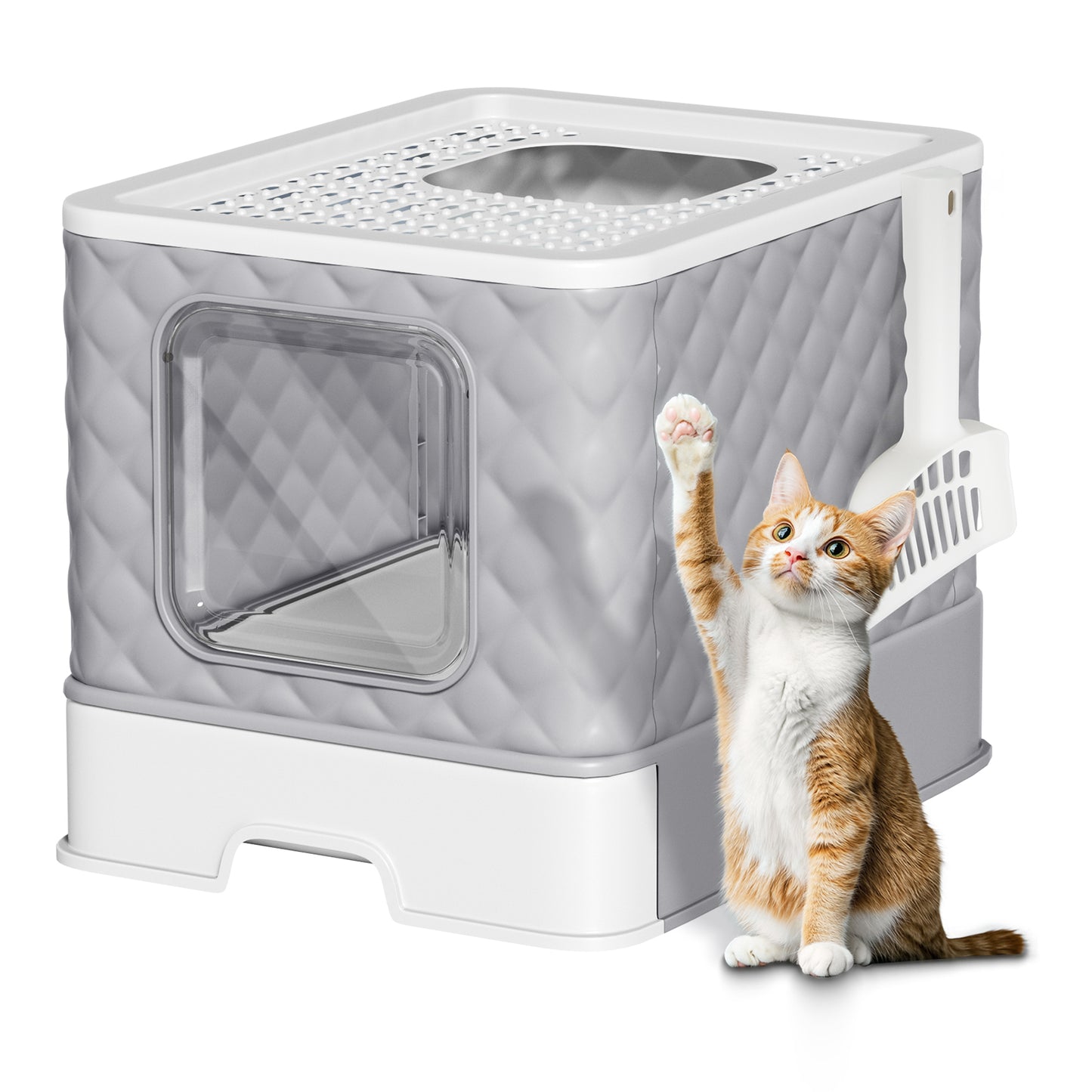 Vipsafe Cat Litter Box with Drawer and Scoop Tools – 19.88" x 16.06" x 14.57" – Easy Clean Design