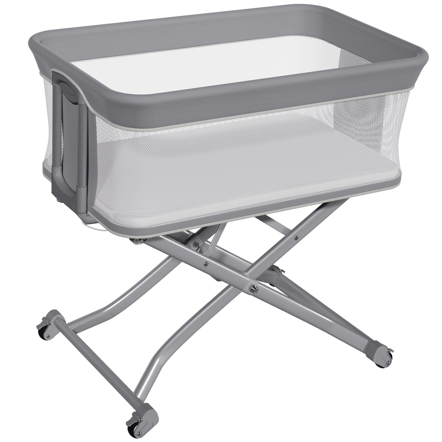 Vipsafe Baby Bassinet Sleeper, Adjustable Bedside Sleeper, Breathable Mesh with Wheels,Perfect Baby Shower Gift,Gray
