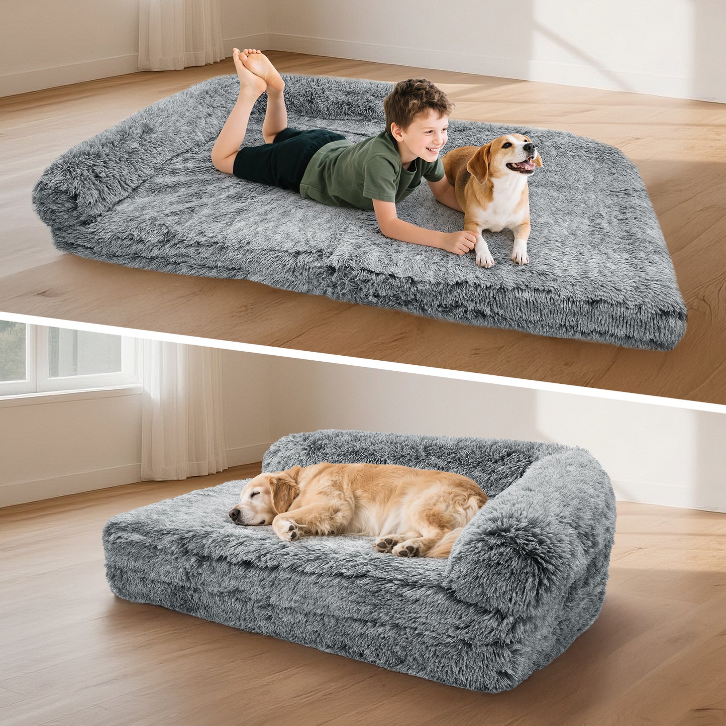 Vipsafe Orthopedic Dog Bed for Large Dogs, 41"x30" Dog Bed with Removable Washable Cover, Gray