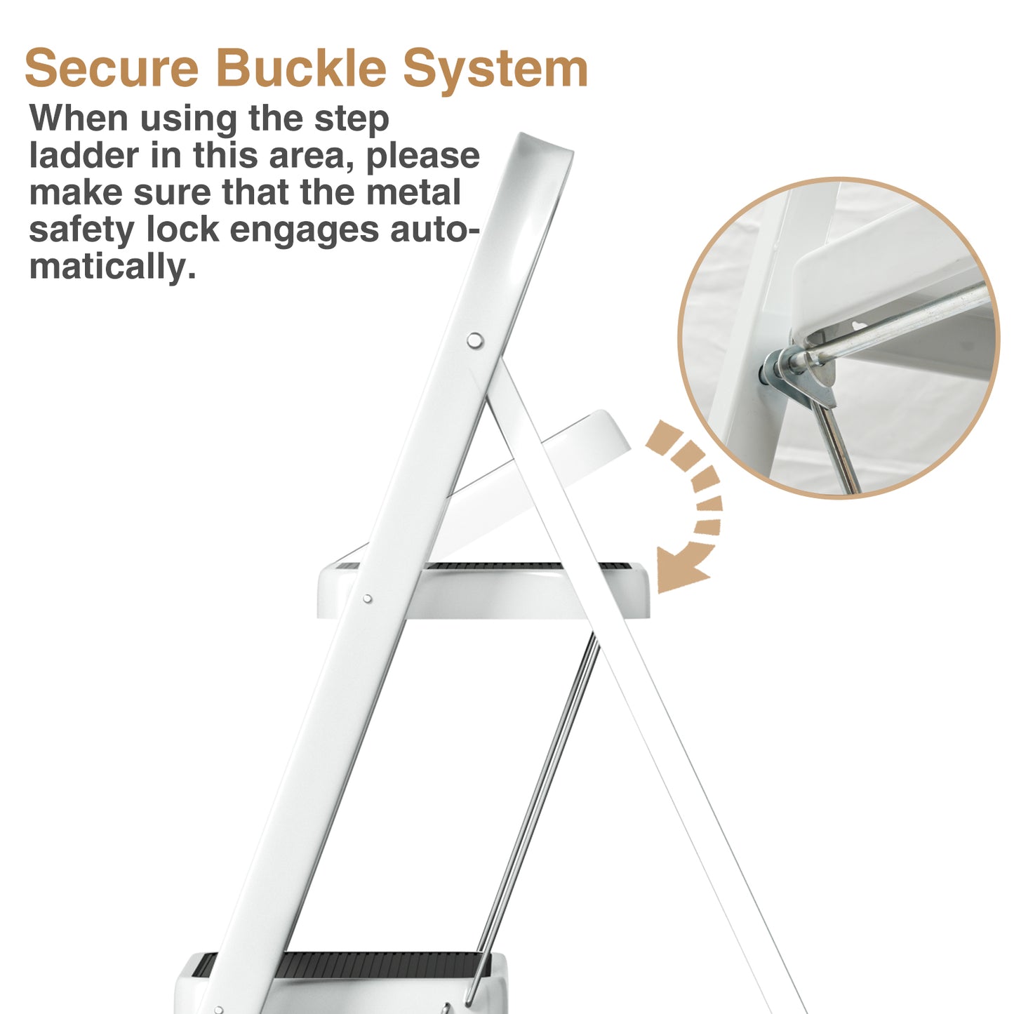 Vipsafe 3 Step Ladder, Folding Step Stool for Adults with Non-Slip Feet,330lb Portable Step Stool