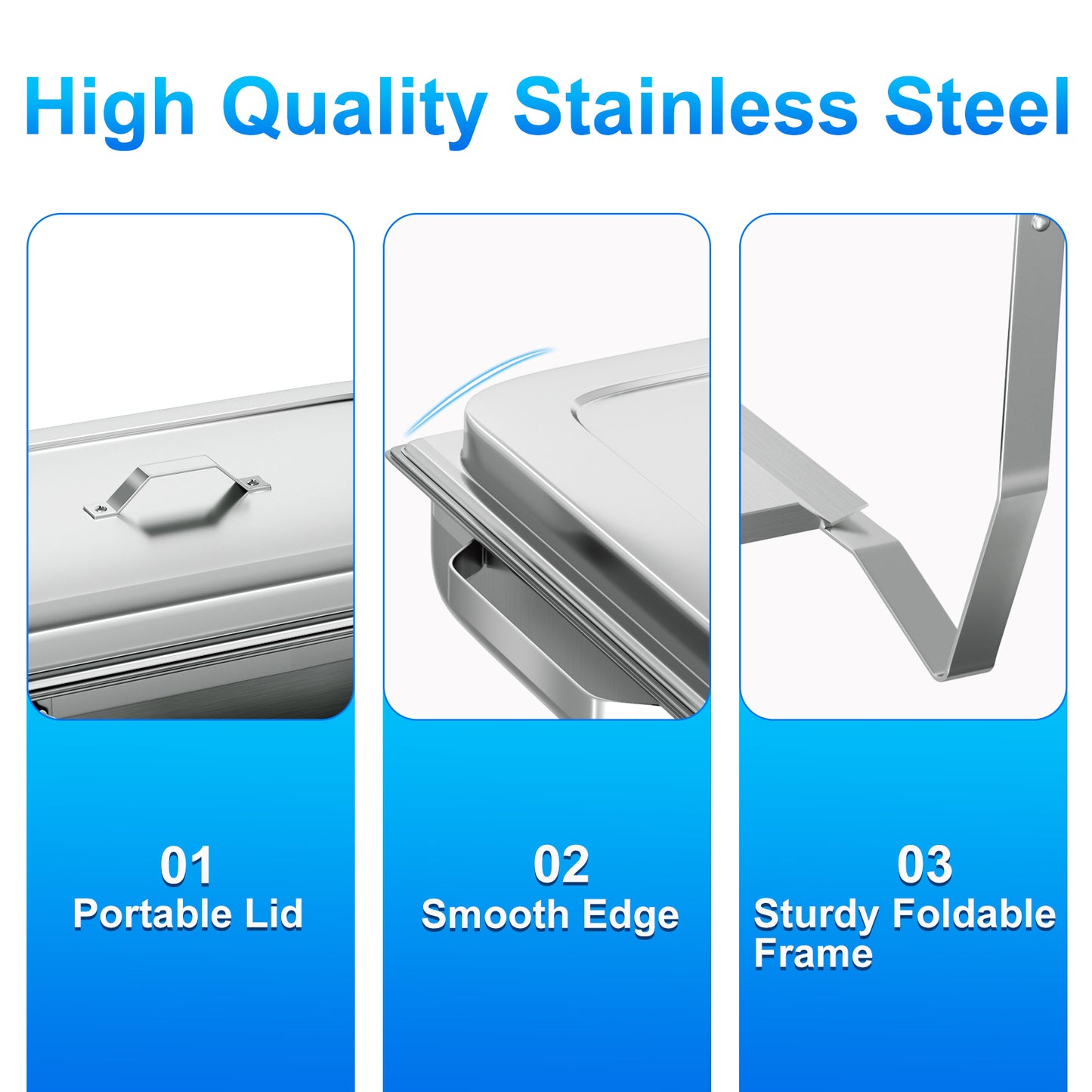 Chafing Dish Buffet Set 2 Pack,Vipsafe 8QT Rectangle Stainless Steel Chafing Dishes for Buffet