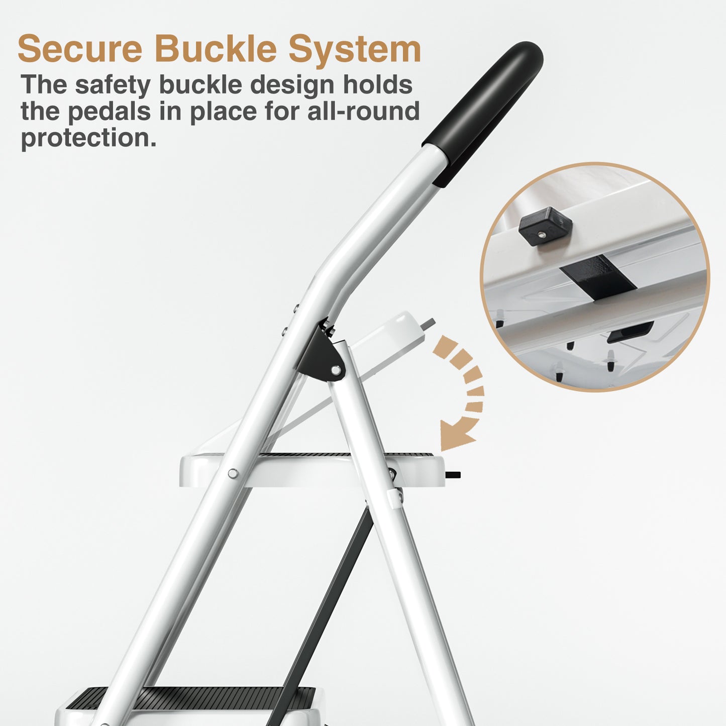 Vipsafe 2 Step Ladder, Folding Step Stool for Adults with Non-Slip Feet,330lb Portable Step Stool