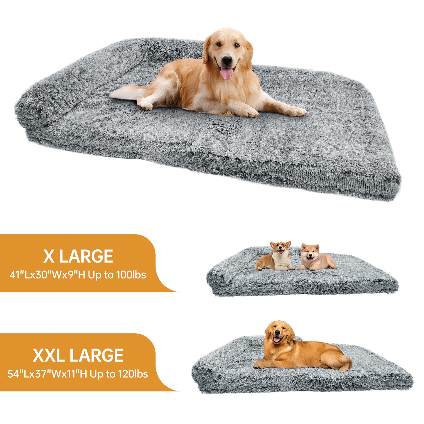 Vipsafe Orthopedic Dog Bed For Extra Large Dogs, 54"x37" Dog Bed with Removable Washable Cover, Gray