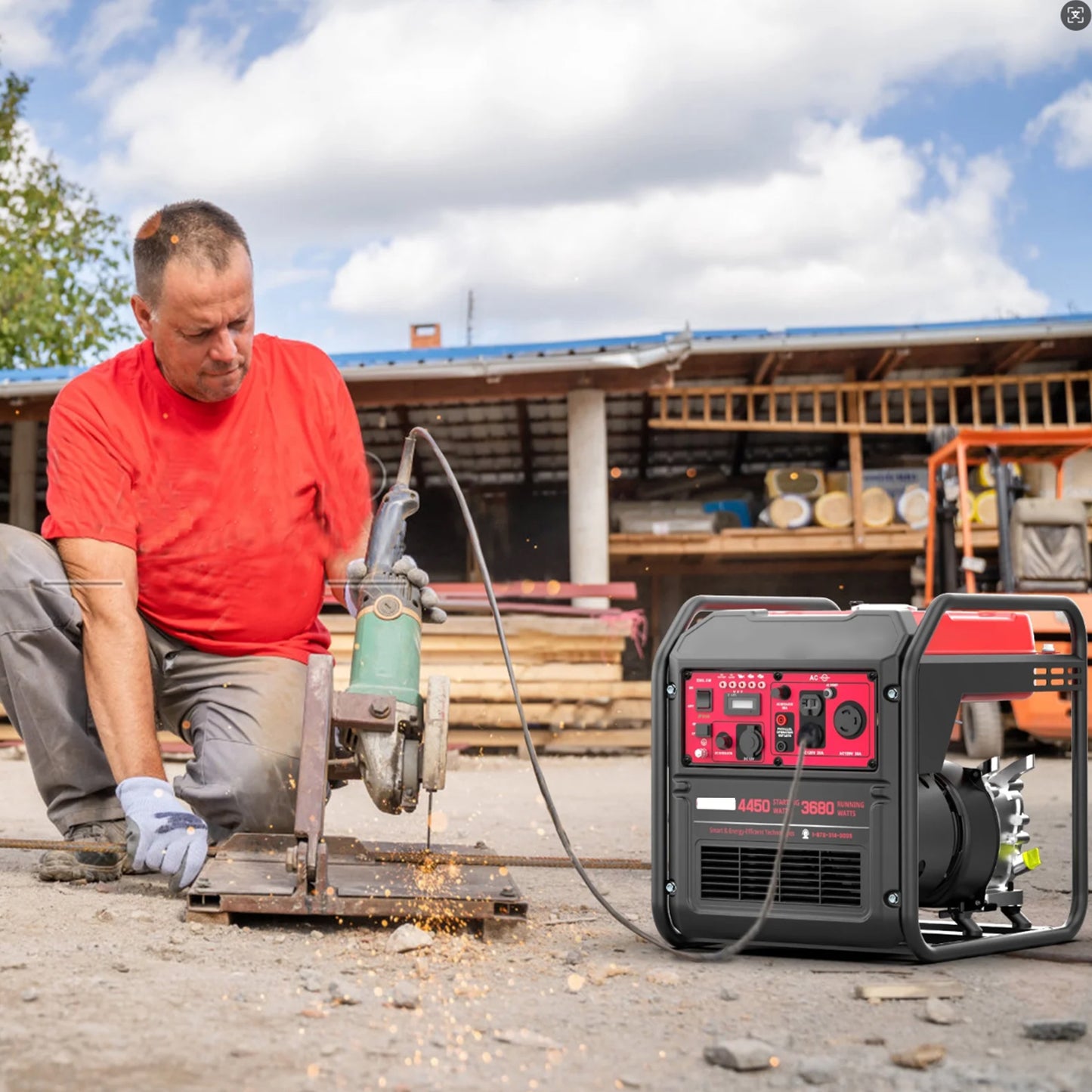 Vipsafe PowerSmart 4450-Watt Gas-Powered Inverter Generator for Home & Outdoor Use, EPA Compliant, Quiet & Efficient