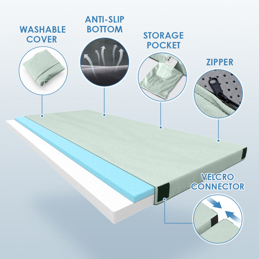 Vipsafe CertiPUR-US Memory Foam Camping Mattress, Portable Sleeping Pad with Waterproof Cover & Bag,72*24*3",Green