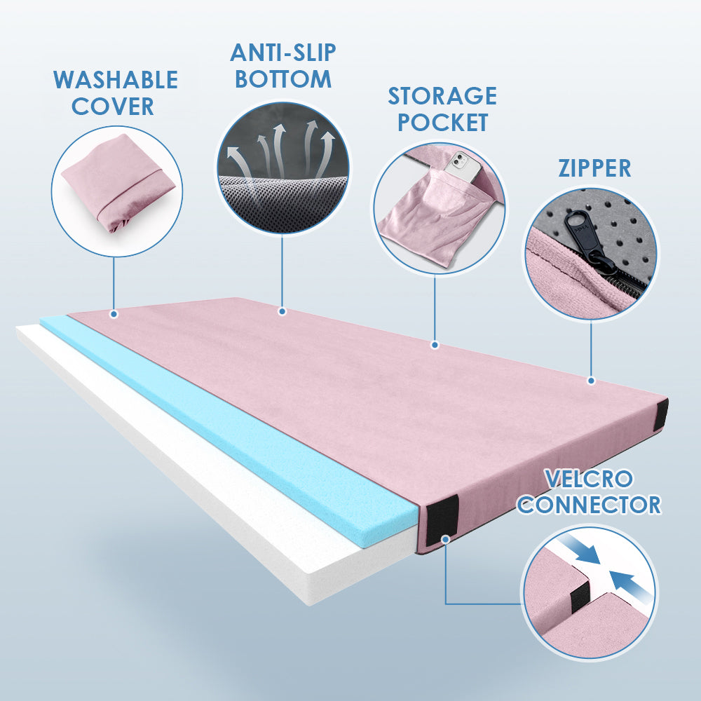 Vipsafe CertiPUR-US Memory Foam Camping Mattress, Portable Sleeping Pad with Waterproof Cover & Bag,75*38*3",Pink