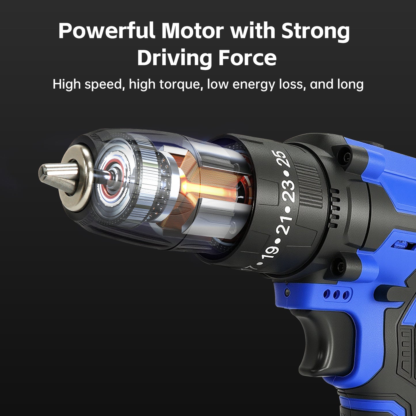 Vipsafe 21V Cordless Drill Kit, 2 Batteries, 25+1 Torque, LED, Variable Speed, 29 Tools, for Wood, Metal, Home DIY Projects