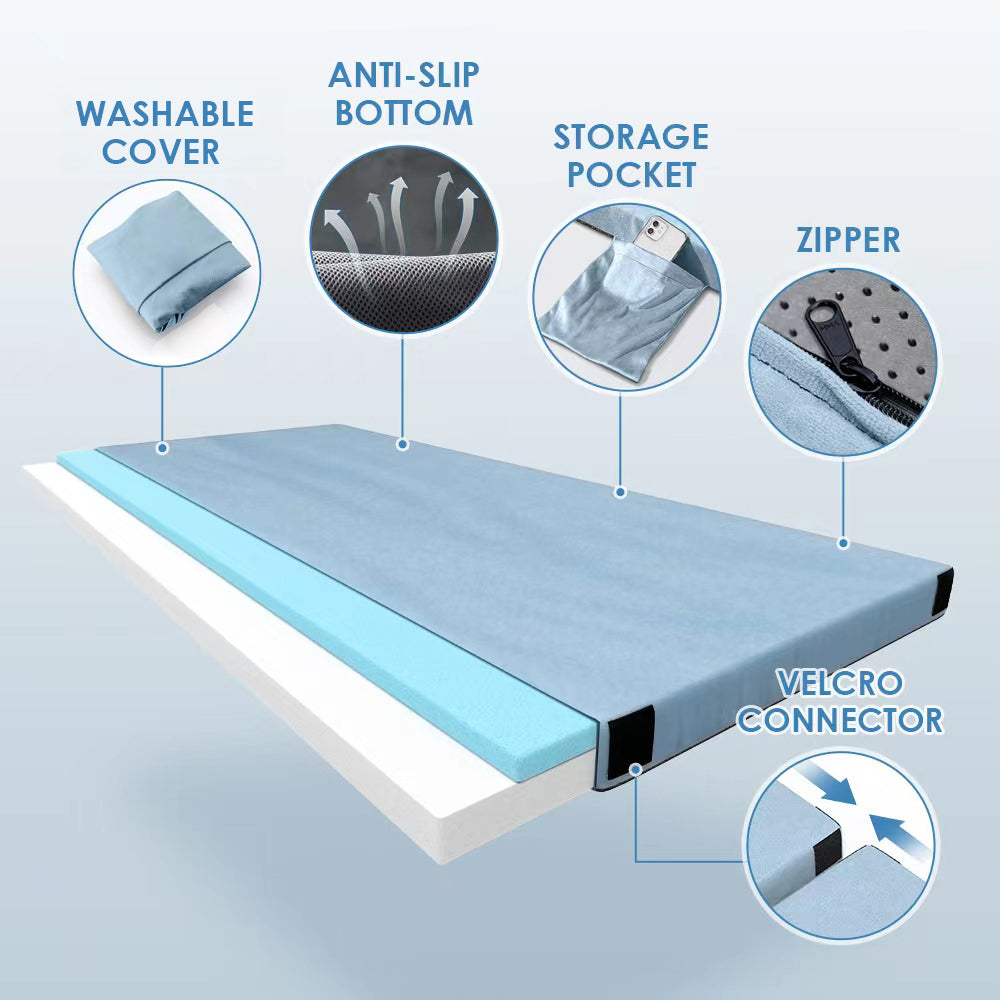 Vipsafe CertiPUR-US Memory Foam Camping Mattress, Portable Sleeping Pad with Waterproof Cover & Bag,80*38*3",Blue