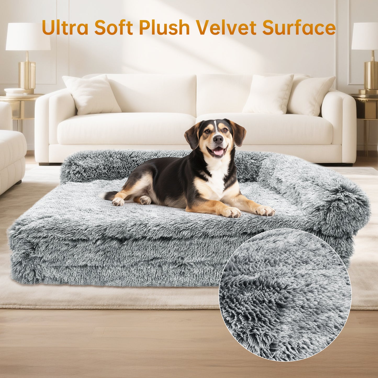 Vipsafe Orthopedic Dog Bed For Extra Large Dogs, 54"x37" Dog Bed with Removable Washable Cover, Gray