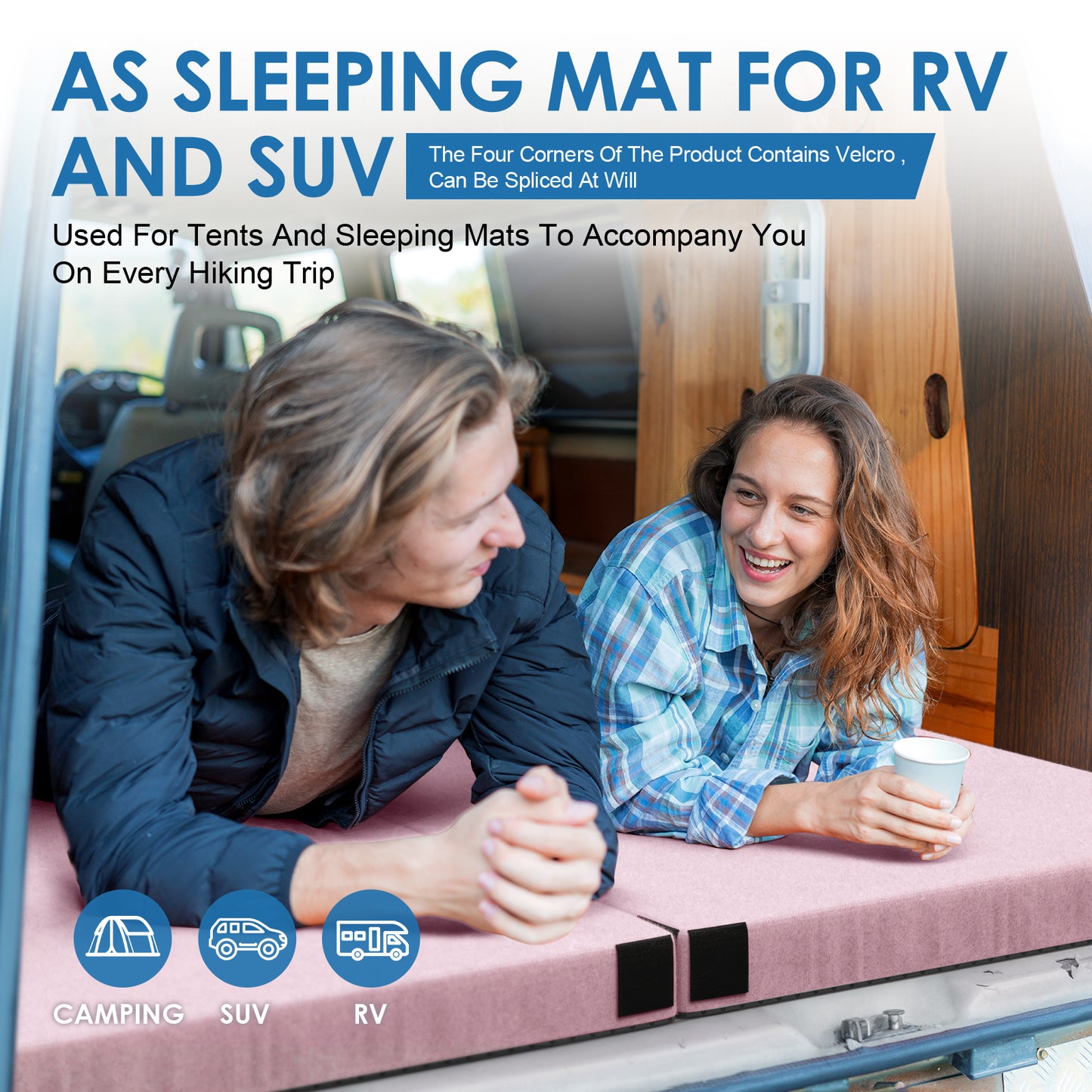 Vipsafe CertiPUR-US Memory Foam Camping Mattress, Portable Sleeping Pad with Waterproof Cover & Bag,75*38*3",Pink