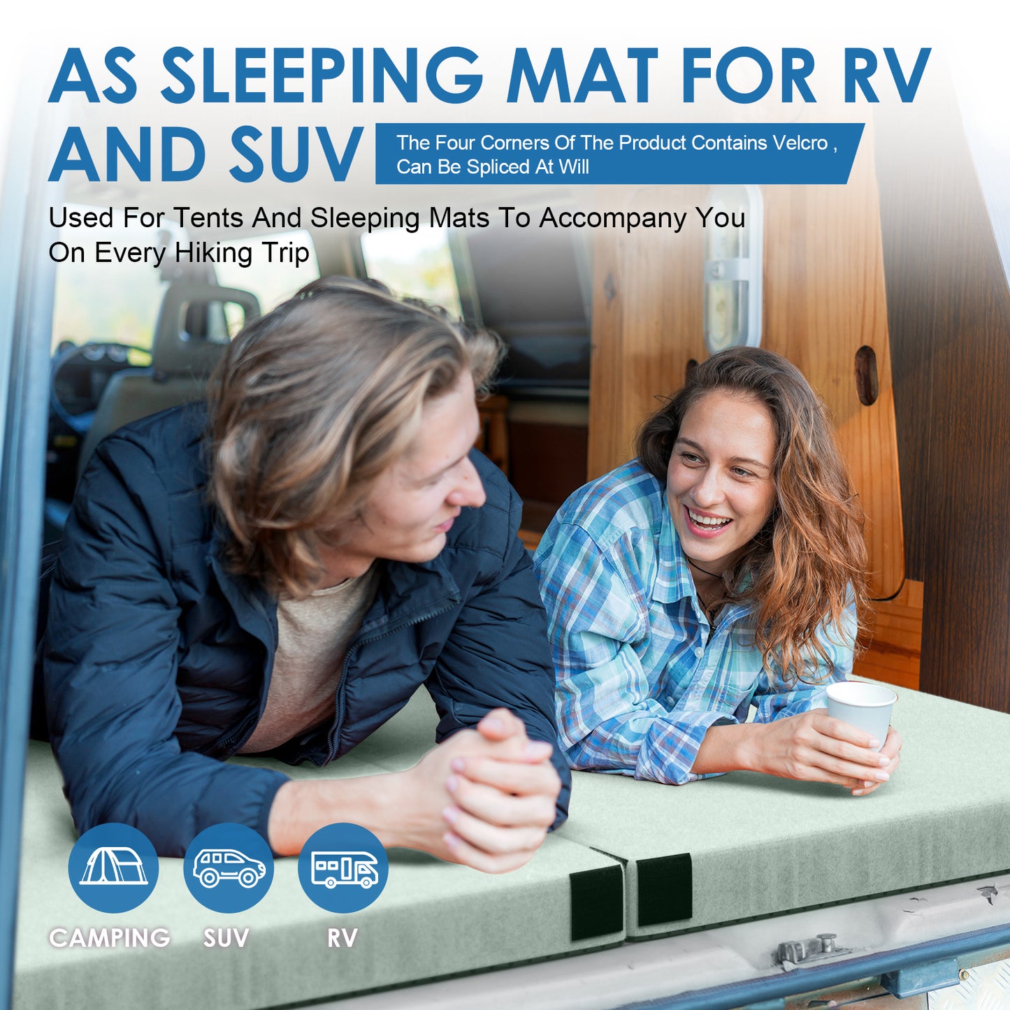 Vipsafe CertiPUR-US Memory Foam Camping Mattress Camping Mattress Sleeping Pad Portable Floor Mat Cot Mattress Guest Bed for Sleepover with Waterproof Cover & Travel Bag