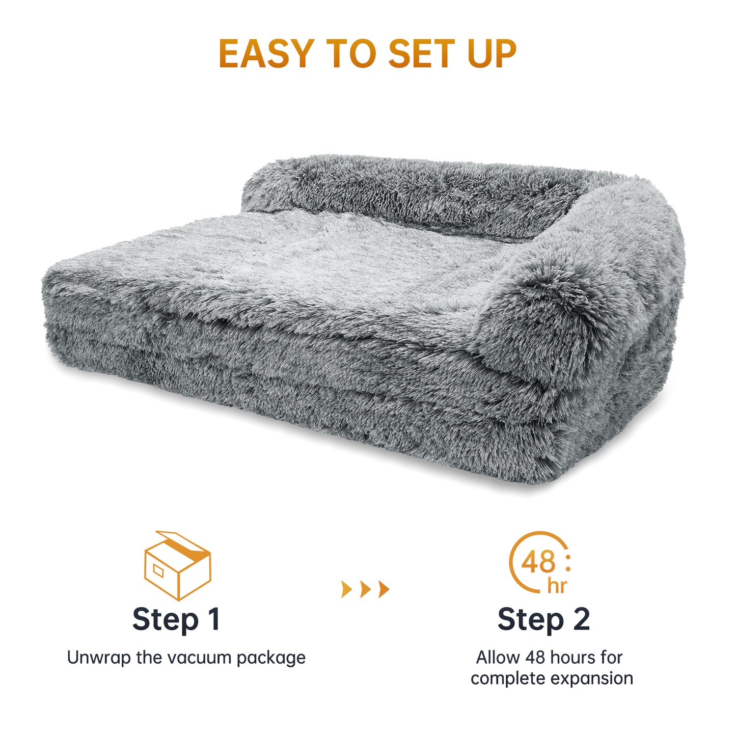 Vipsafe Orthopedic Dog Bed For Extra Large Dogs, 54"x37" Dog Bed with Removable Washable Cover, Gray