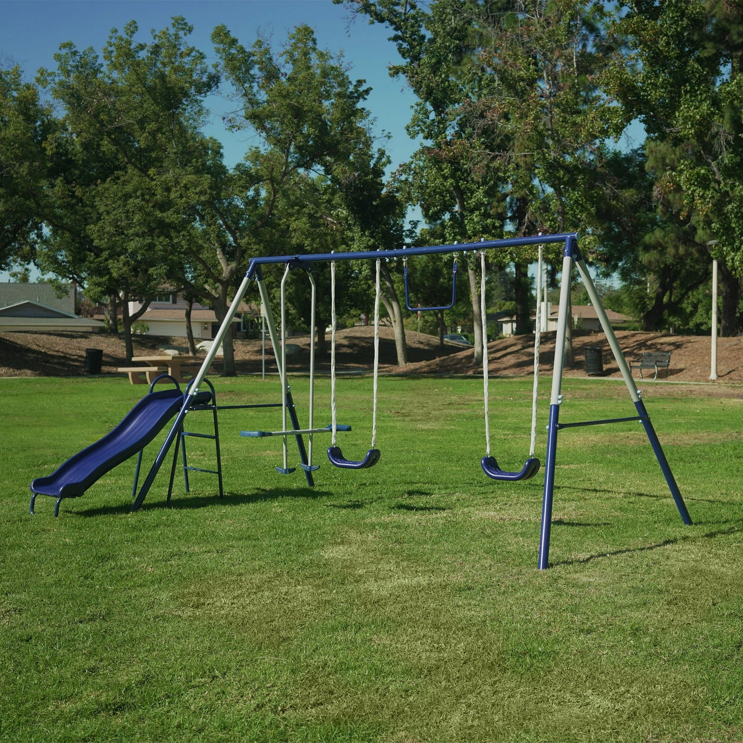 Vipsafe Metal Swing Set With Saucer and Belt Swing Seat, Suitable For Both Indoor And Outdoor Use