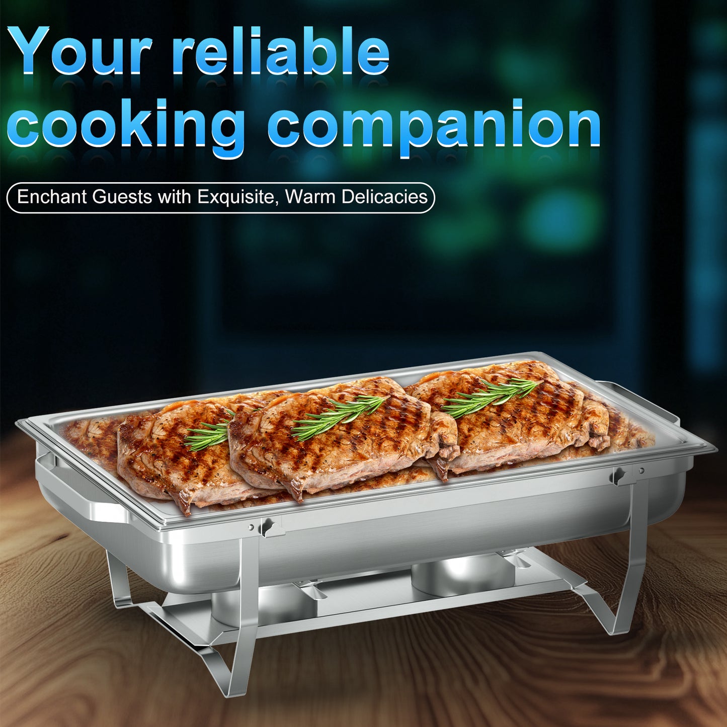 Chafing Dish Buffet Set 2 Pack,Vipsafe 8QT Rectangle Stainless Steel Chafing Dishes for Buffet