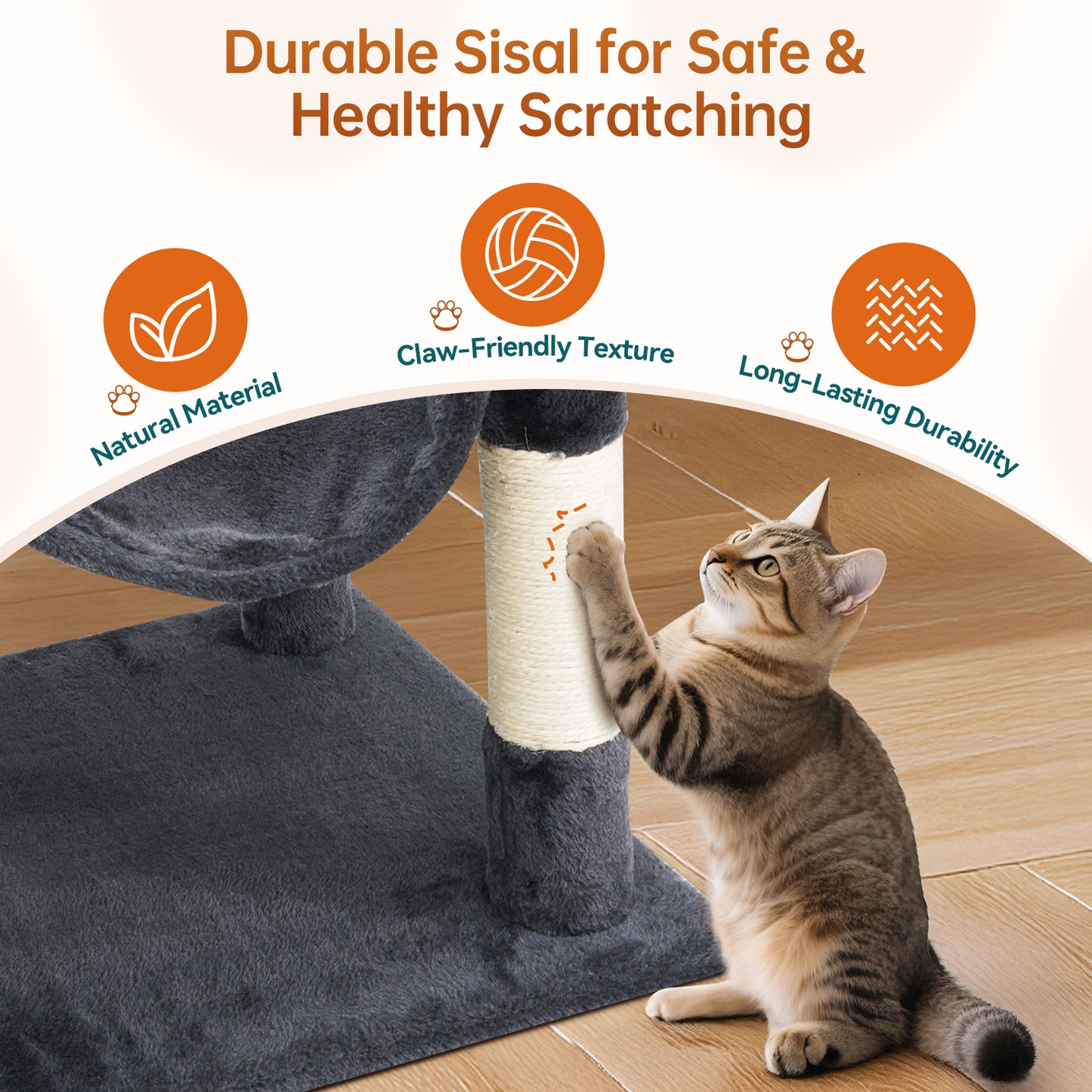 Vipsafe 63.8-Inch Cat Tree with 6 Tiers, Sisal Scratching Posts, Toys, and Cozy Bed for Indoor Cats