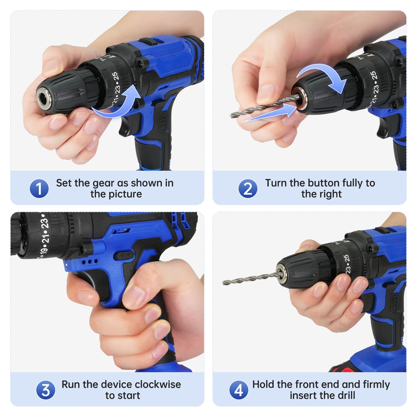 Vipsafe 21V Cordless Drill Kit, 2 Batteries, 25+1 Torque, LED, Variable Speed, 29 Tools, for Wood, Metal, Home DIY Projects