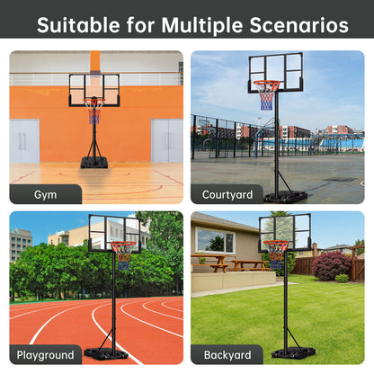 VIPSAFE 44-Inch Basketball Hoop System, 4.8-9.7 FT Height Adjustable for Kids Youth and Adults for Backyard, Driveway, Indoor Use