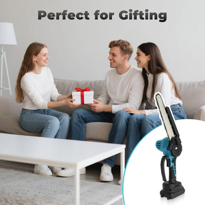 Vipsafe 6" & 8" Portable Cordless Chainsaw with Brushless Motor, 2×21V Batteries, for Garden, Wood Cutting & DIY, Blue