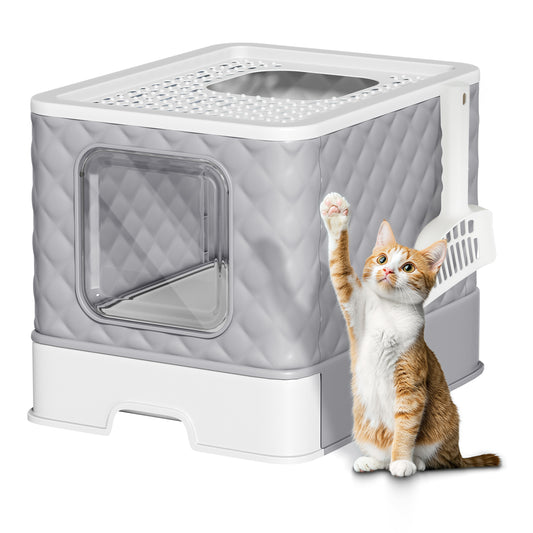 Vipsafe Cat Litter Box with Drawer and Scoop Tools – 19.88" x 16.06" x 14.57" – Easy Clean Design