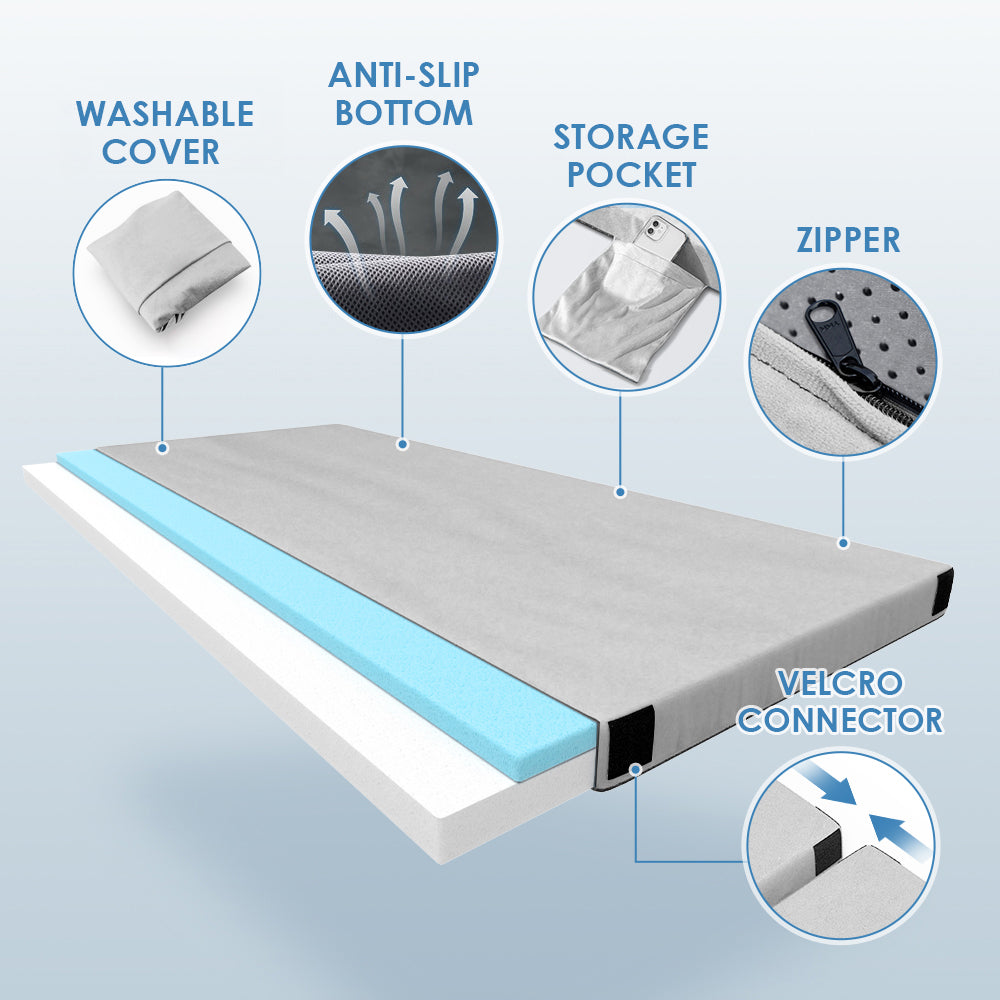 Vipsafe CertiPUR-US Memory Foam Camping Mattress, Portable Sleeping Pad with Waterproof Cover & Bag,75*30*3",Gray