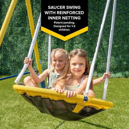 Vipsafe Metal Swing Set With Saucer and  Belt Swing Seat, Suitable For Both Indoor And Outdoor Use