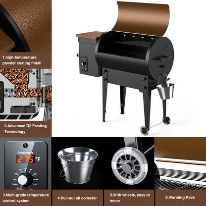 Vipsafe Wood Pellet Grill & Smoker with Automatic Temperature Control