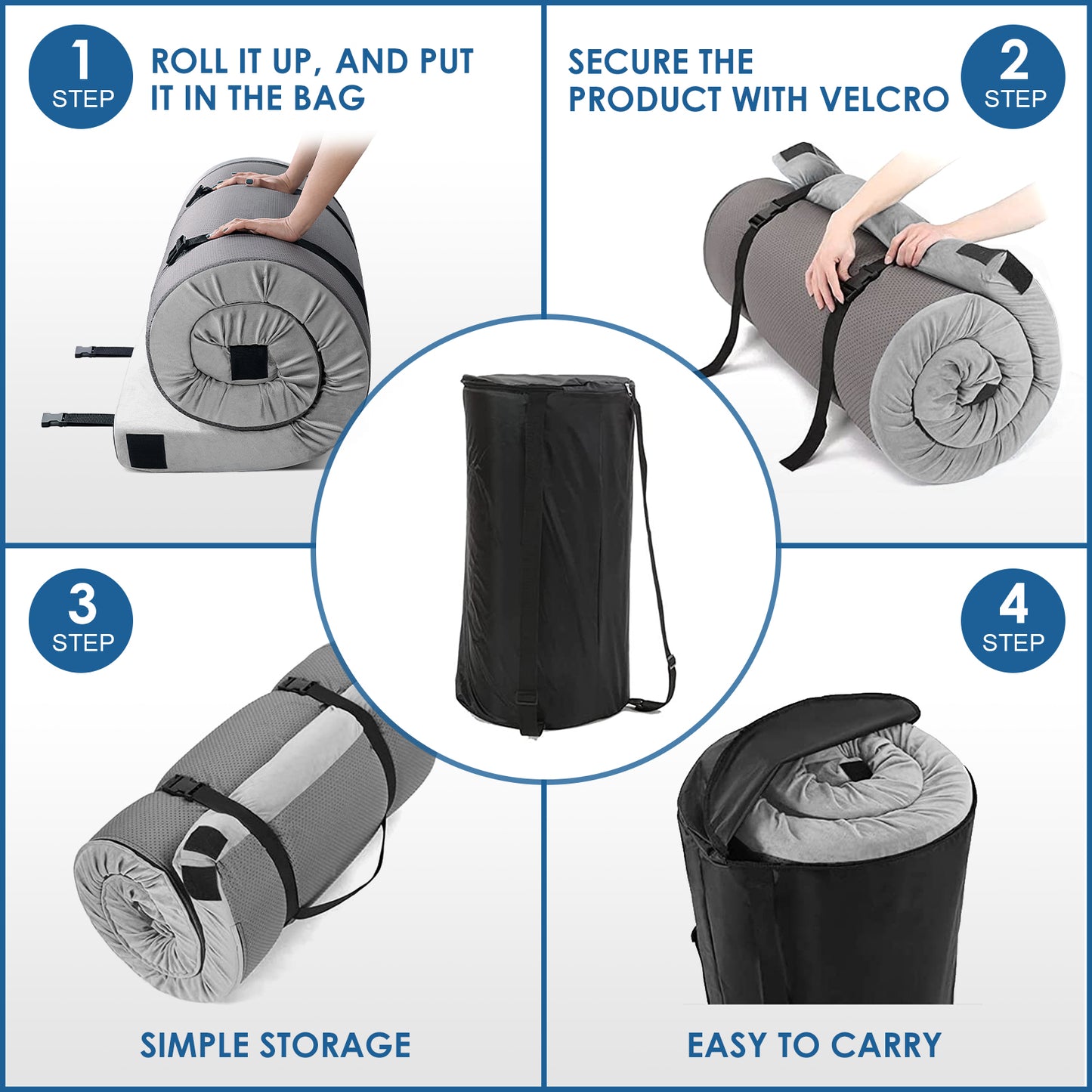 Vipsafe CertiPUR-US Memory Foam Camping Mattress, Portable Sleeping Pad with Waterproof Cover & Bag,75*30*3",Gray