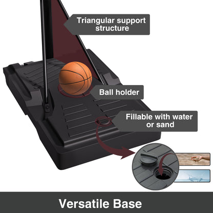 VIPSAFE 44-Inch Basketball Hoop System, 4.8-9.7 FT Height Adjustable for Kids Youth and Adults for Backyard, Driveway, Indoor Use