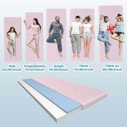 Vipsafe CertiPUR-US Memory Foam Camping Mattress, Portable Sleeping Pad with Waterproof Cover & Bag,75*38*3",Pink