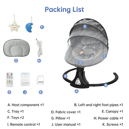 Vipsafe Baby Swing for Infants up to 22lb with Bluetooth Music, 5 Speeds & 3 Timer Settings, Blue