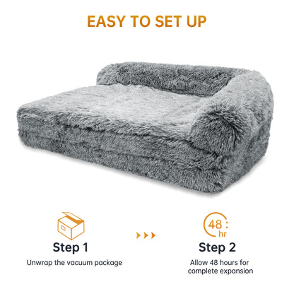 Vipsafe Orthopedic Dog Bed for Large Dogs, 41"x30" Dog Bed with Removable Washable Cover, Gray