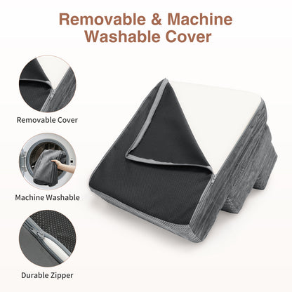Vipsafe 3-Step Dog Stairs Pet Ramp Stairs for Small Dogs and Cats High Bed Couch Sofa Clambing, Non-Slip Bottom & Washable Cover,Gray