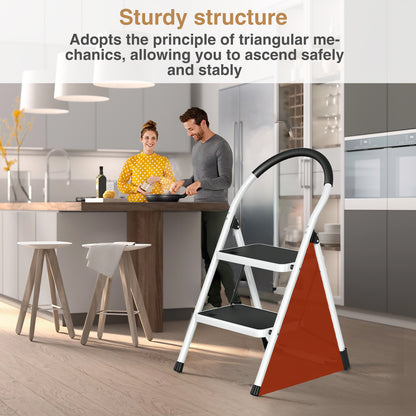 Vipsafe 2 Step Ladder, Folding Step Stool for Adults with Non-Slip Feet,330lb Portable Step Stool