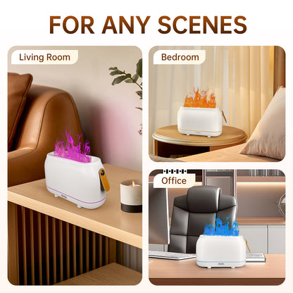 Vipsafe Flame Diffuser, 3 Flame Colors Light Essential Oil Diffuser for Home, Office, White