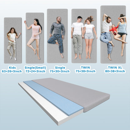 Vipsafe CertiPUR-US Memory Foam Camping Mattress, Portable Sleeping Pad with Waterproof Cover & Bag,75*30*3",Gray