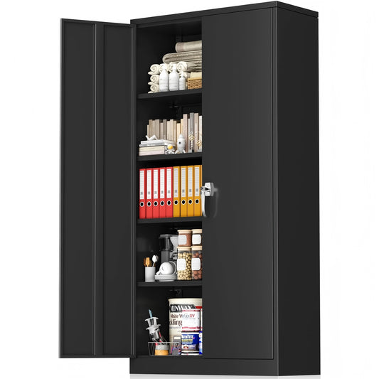 Vipsafe Metal Garage Storage Cabinet, 71 inches Tall with Lockable Doors and 4 Adjustable Shelves, Heavy-Duty Steel Cabinet for Tools, Office, Home