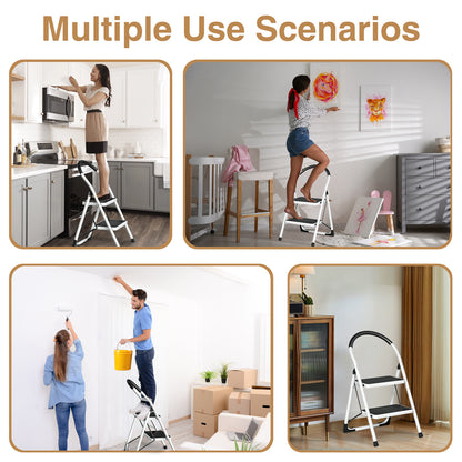 Vipsafe 2 Step Ladder, Folding Step Stool for Adults with Non-Slip Feet,330lb Portable Step Stool