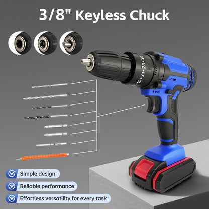 Vipsafe 21V Cordless Drill Kit, 2 Batteries, 25+1 Torque, LED, Variable Speed, 29 Tools, for Wood, Metal, Home DIY Projects