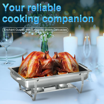 Chafing Dish Buffet Set 2 Pack,Vipsafe 8QT Rectangle Stainless Steel Chafing Dishes for Buffet