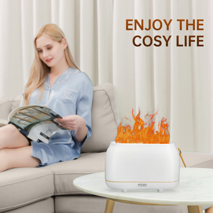 Vipsafe Flame Diffuser, 3 Flame Colors Light Essential Oil Diffuser for Home, Office, White